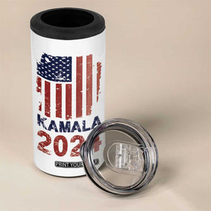 Kamala 2024 4 in 1 Can Cooler Tumbler Madam President Fans Of Harris Gift Retro American USA Flag TB10 Print Your Wear