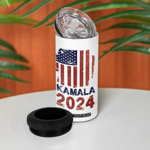 Kamala 2024 4 in 1 Can Cooler Tumbler Madam President Fans Of Harris Gift Retro American USA Flag TB10 Print Your Wear