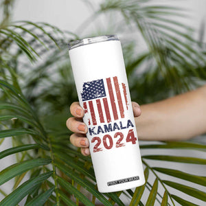 Kamala 2024 Skinny Tumbler Madam President Fans Of Harris Gift Retro American USA Flag TB10 Print Your Wear