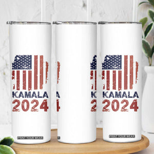 Kamala 2024 Skinny Tumbler Madam President Fans Of Harris Gift Retro American USA Flag TB10 Print Your Wear