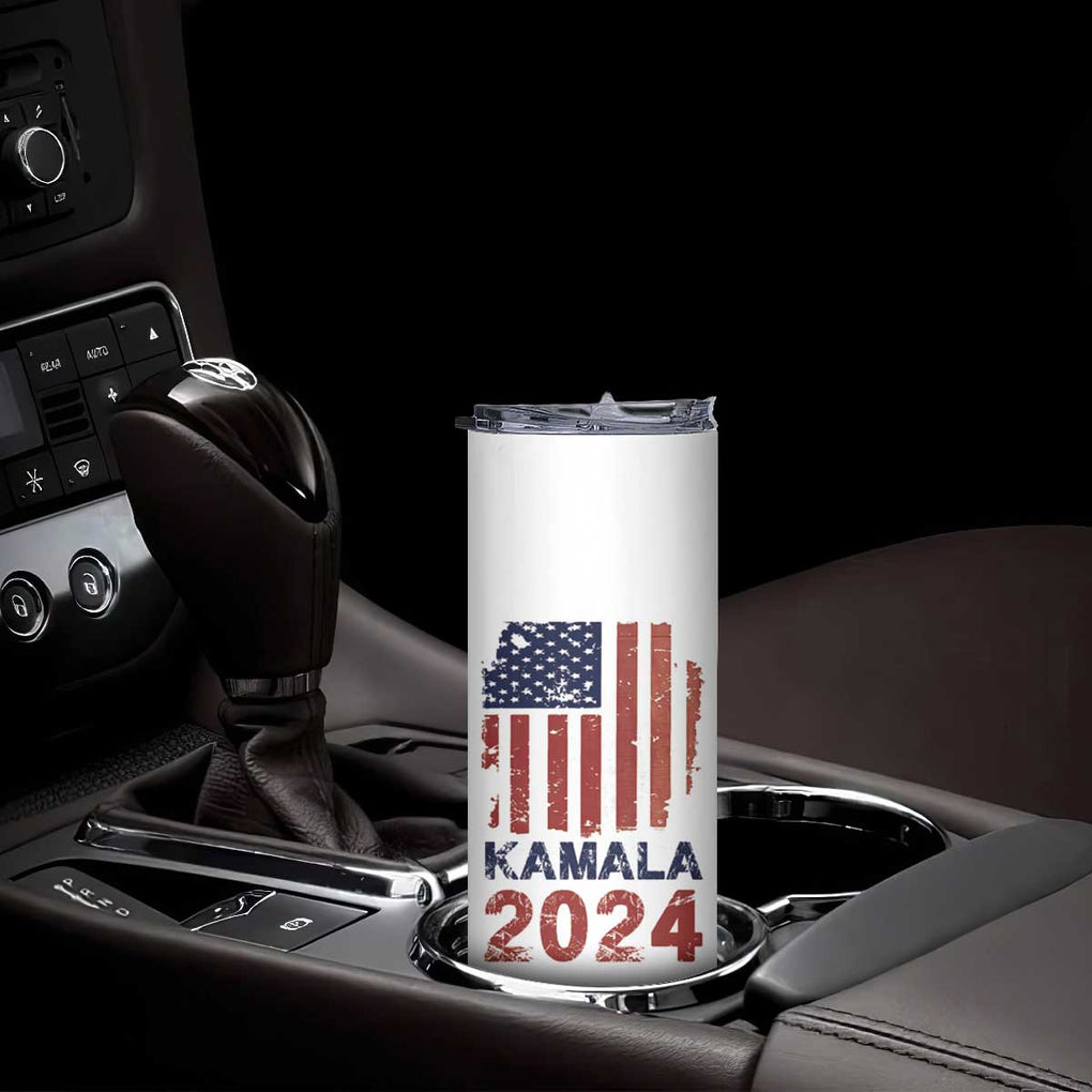 Kamala 2024 Skinny Tumbler Madam President Fans Of Harris Gift Retro American USA Flag TB10 Print Your Wear