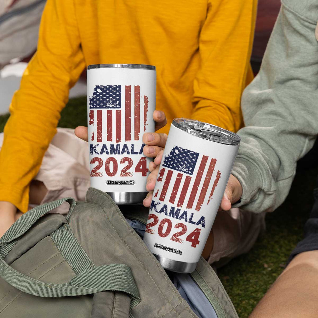 Kamala 2024 Tumbler Cup Madam President Fans Of Harris Gift Retro American USA Flag TB10 Print Your Wear