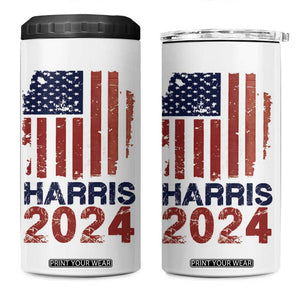 Harris 2024 4 in 1 Can Cooler Tumbler Kamala Madam President Fans Of Harris Gift Retro American USA Flag TB10 One Size: 16 oz White Print Your Wear