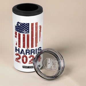 Harris 2024 4 in 1 Can Cooler Tumbler Kamala Madam President Fans Of Harris Gift Retro American USA Flag TB10 Print Your Wear