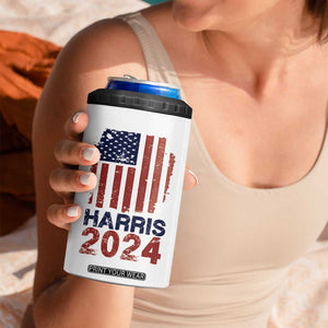 Harris 2024 4 in 1 Can Cooler Tumbler Kamala Madam President Fans Of Harris Gift Retro American USA Flag TB10 Print Your Wear