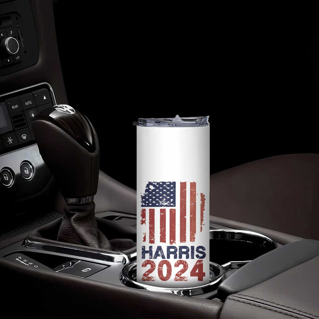 Harris 2024 Skinny Tumbler Kamala Madam President Fans Of Harris Gift Retro American USA Flag TB10 Print Your Wear