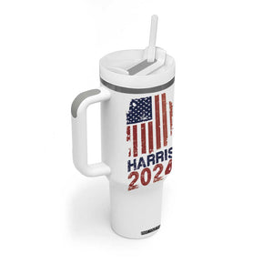 Harris 2024 Tumbler With Handle Kamala Madam President Fans Of Harris Gift Retro American USA Flag TB10 Print Your Wear