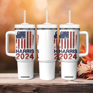 Harris 2024 Tumbler With Handle Kamala Madam President Fans Of Harris Gift Retro American USA Flag TB10 Print Your Wear