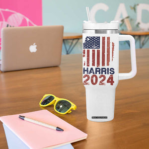 Harris 2024 Tumbler With Handle Kamala Madam President Fans Of Harris Gift Retro American USA Flag TB10 Print Your Wear