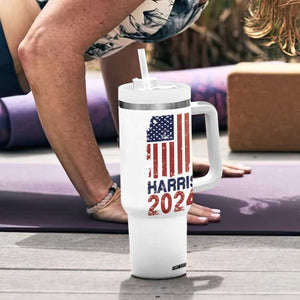 Harris 2024 Tumbler With Handle Kamala Madam President Fans Of Harris Gift Retro American USA Flag TB10 Print Your Wear