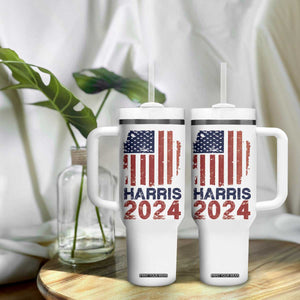 Harris 2024 Tumbler With Handle Kamala Madam President Fans Of Harris Gift Retro American USA Flag TB10 Print Your Wear