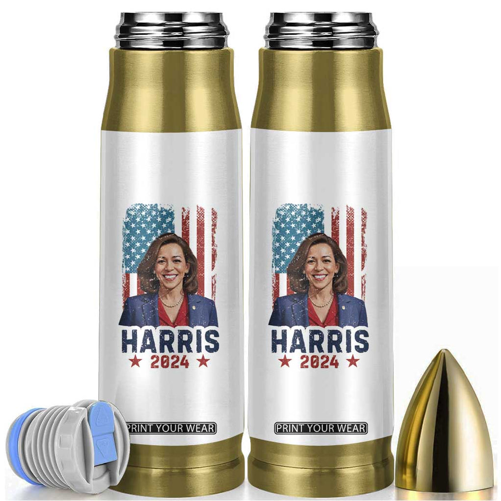 Kamala Harris 2024 Bullet Tumbler Madam President American Flag TB10 White Print Your Wear