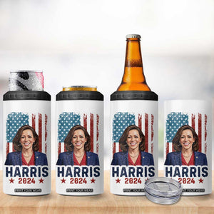 Kamala Madam President 4 in 1 Can Cooler Tumbler Harris 2024 American Flag TB10 Print Your Wear