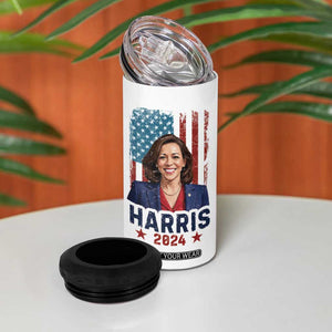 Kamala Madam President 4 in 1 Can Cooler Tumbler Harris 2024 American Flag TB10 Print Your Wear