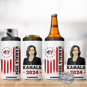 Kamala 2024 4 in 1 Can Cooler Tumbler 47th President USA America 2024 Election Flag TB10 Print Your Wear