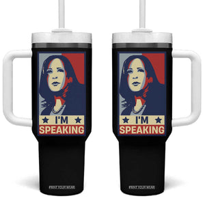 Kamala Madam President Tumbler With Handle I'm Speaking Nasty Quote Biden 2020 TB10 One Size: 40 oz Black Print Your Wear