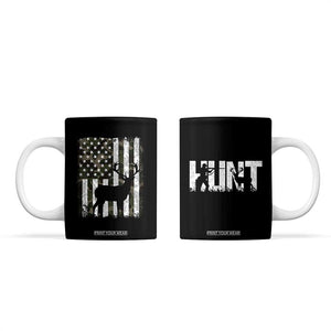 Deer American Flag Coffee Mug Whitetail Elk Buck Camo Hunting Hunter Dad TB10 Black Print Your Wear