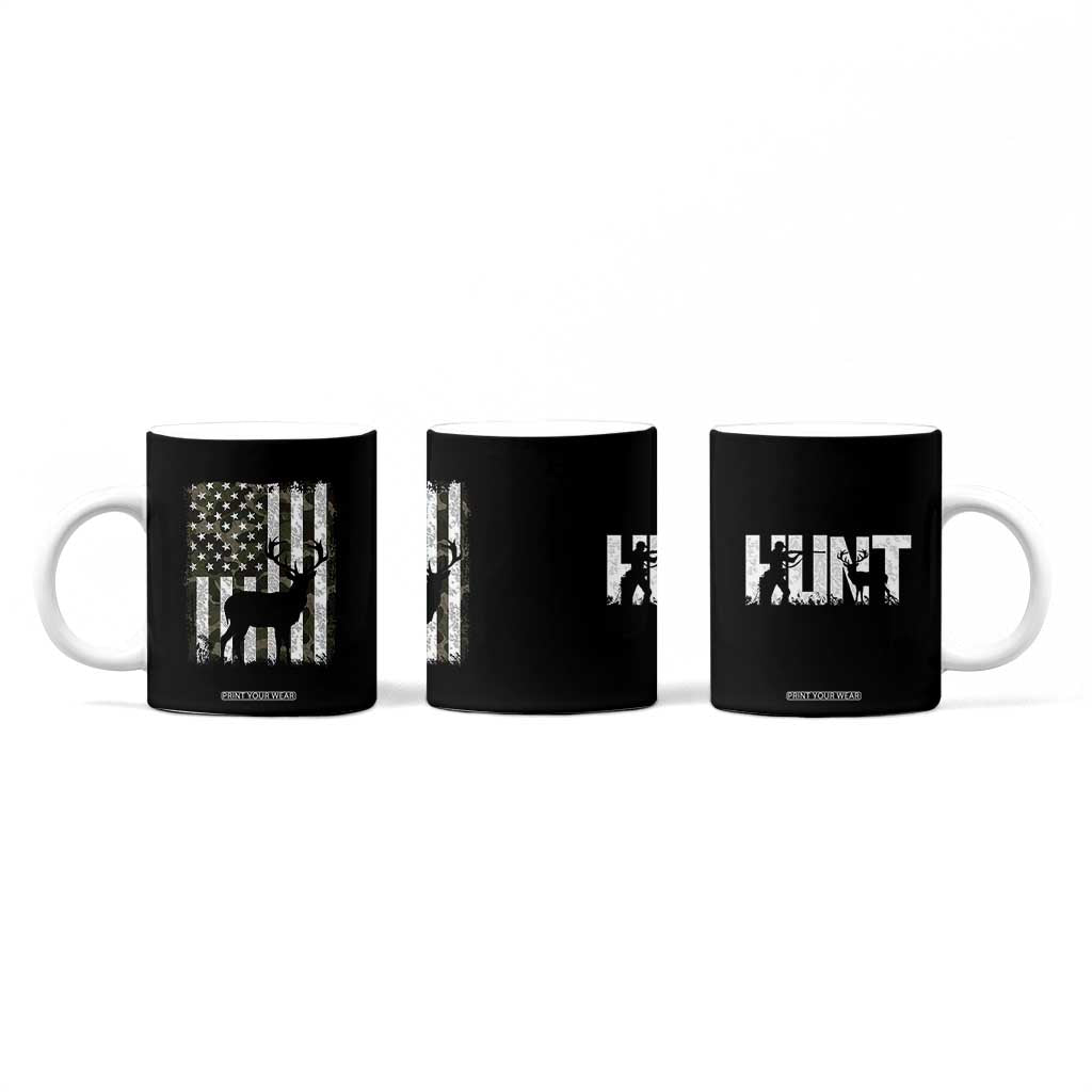 Deer American Flag Coffee Mug Whitetail Elk Buck Camo Hunting Hunter Dad TB10 Print Your Wear