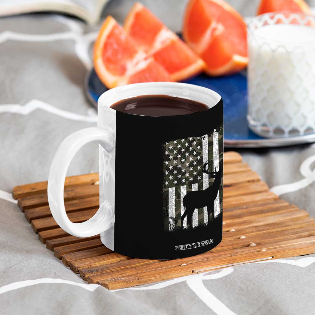 Deer American Flag Coffee Mug Whitetail Elk Buck Camo Hunting Hunter Dad TB10 Print Your Wear