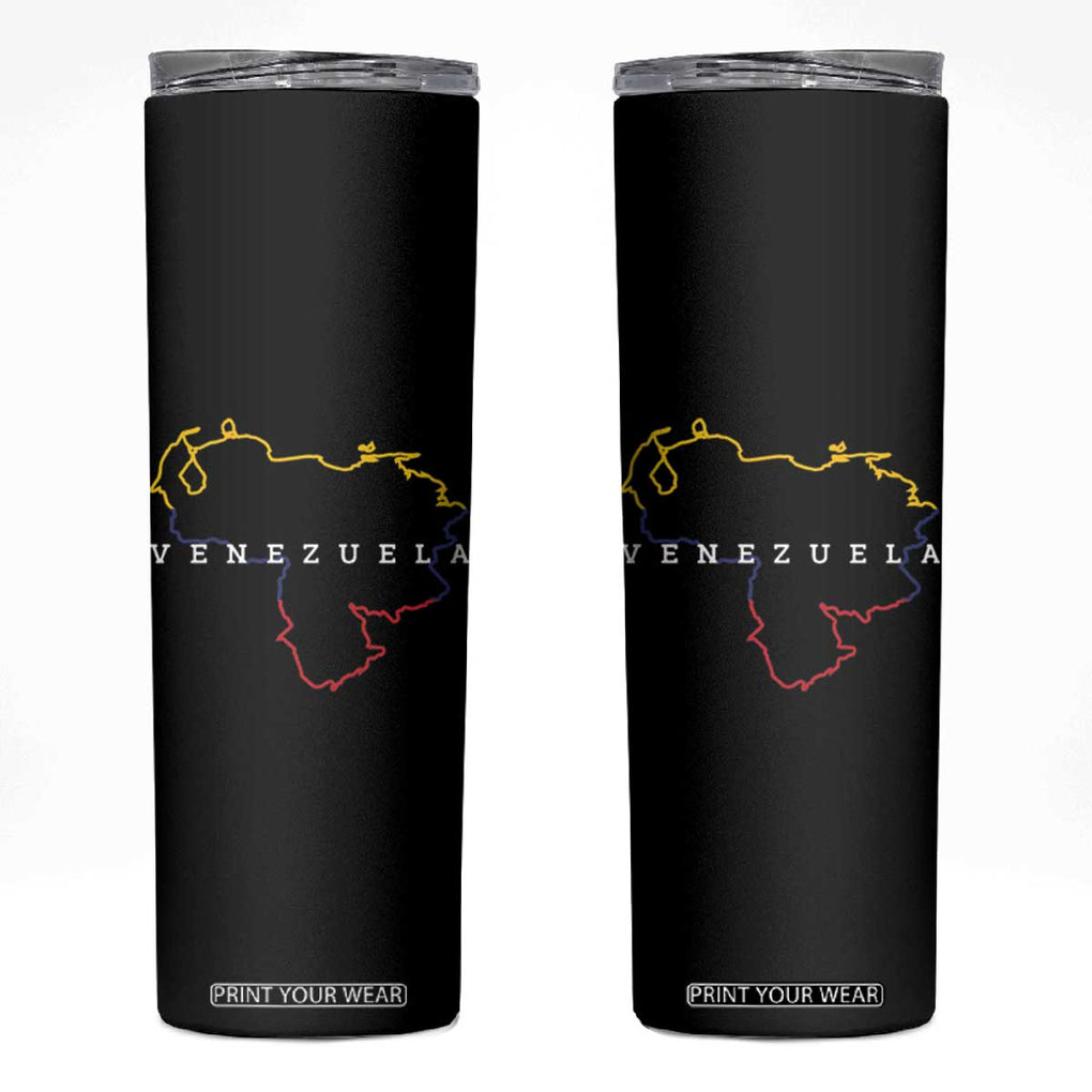 Venezuela Skinny Tumbler Mapa De Venezuela Flag Minimalist Venezolanos Venezuelan Travel Mug TB10 Black Print Your Wear