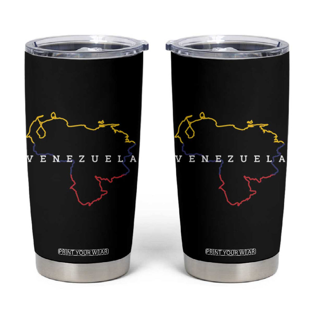 Venezuela Tumbler Cup Mapa De Venezuela Flag Minimalist Venezolanos Venezuelan Travel Mug TB10 Black Print Your Wear