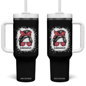 Lunch Lady Life Tumbler With Handle Messy Hair Woman TB10 One Size: 40 oz Black Print Your Wear