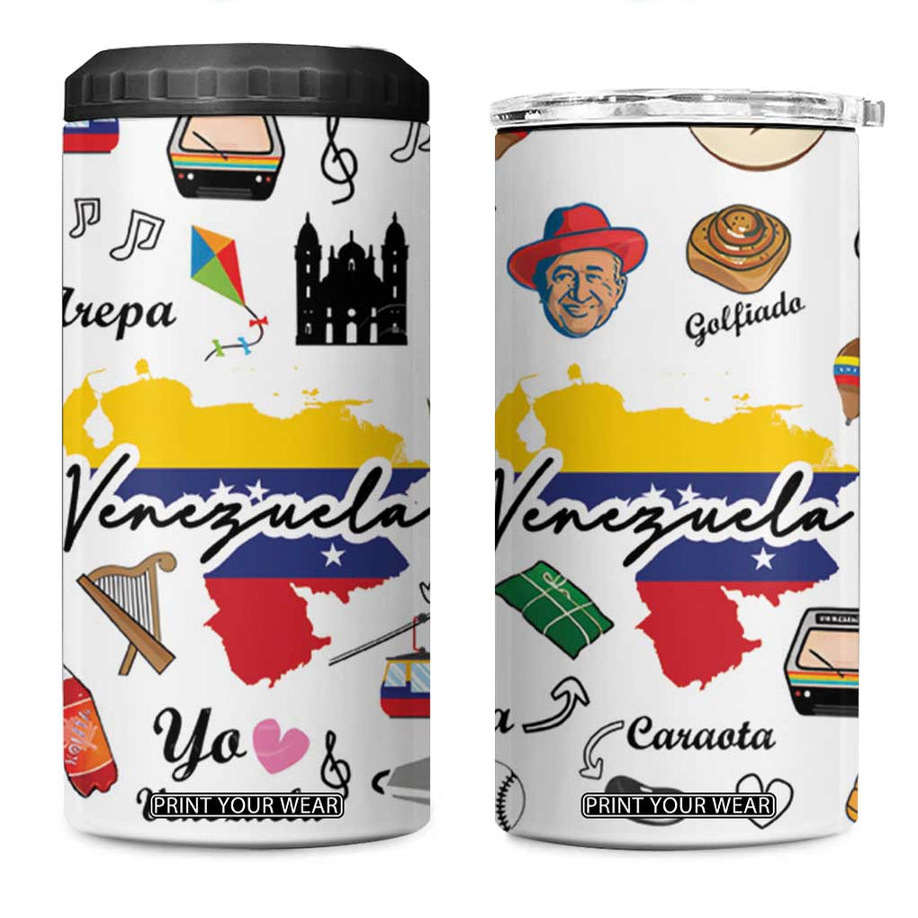 Venezuela 4 in 1 Can Cooler Tumbler I Am a Proud Venezuelan Venezolanos Travel Mug TB10 One Size: 16 oz White Print Your Wear