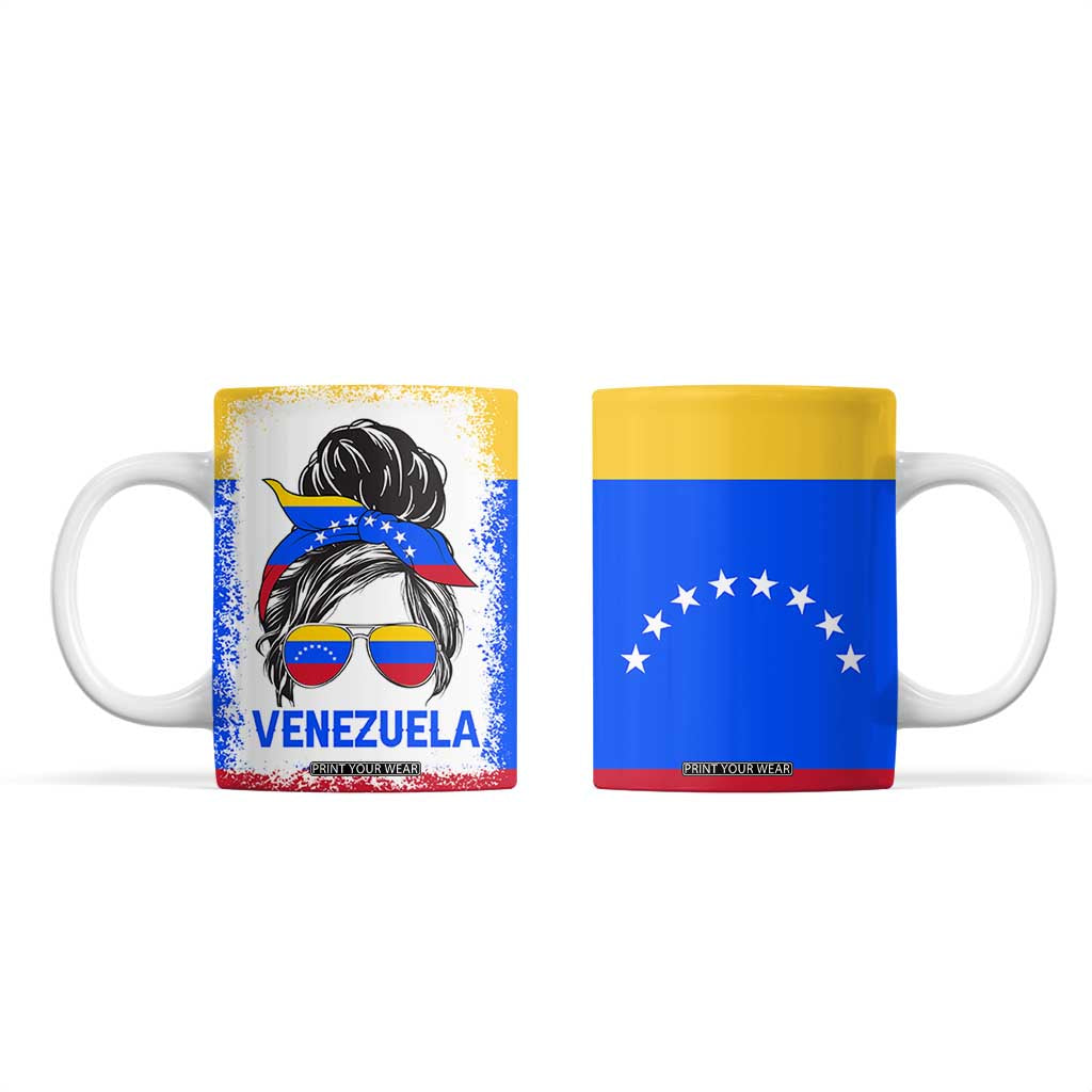 Venezuelan Girl Coffee Mug Messy Bun Venezuela Flag Heritage Venezuelan Women Girls TB10 Multicolor Print Your Wear