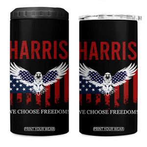 Harris 2024 Election 4 in 1 Can Cooler Tumbler We Choose Freedom Madam President US Flag Eagle TB10 One Size: 16 oz Black Print Your Wear