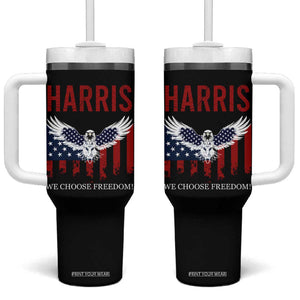 Harris 2024 Election Tumbler With Handle We Choose Freedom Madam President US Flag Eagle TB10 One Size: 40 oz Black Print Your Wear