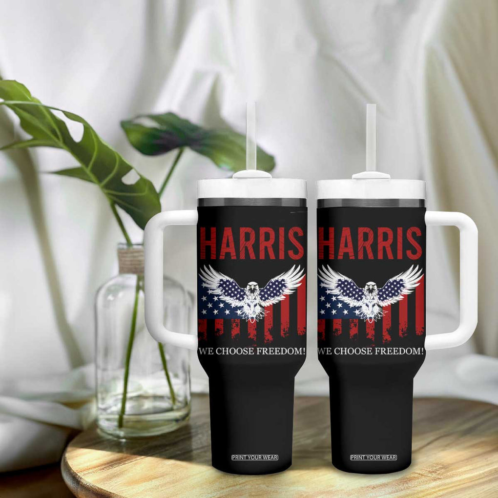 Harris 2024 Election Tumbler With Handle We Choose Freedom Madam President US Flag Eagle TB10 Print Your Wear