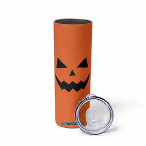 Personalized Halloween Pumpkin Face Skinny Tumbler Custom Name Travel Coffee Cup Orange TB10 Print Your Wear