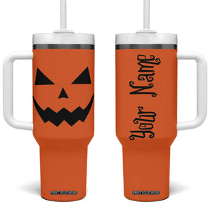 Personalized Halloween Pumpkin Face Tumbler With Handle Custom Name Travel Coffee Cup Orange TB10 One Size: 40 oz Orange Print Your Wear