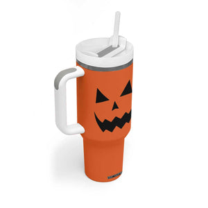 Personalized Halloween Pumpkin Face Tumbler With Handle Custom Name Travel Coffee Cup Orange TB10 Print Your Wear