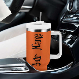 Personalized Halloween Pumpkin Face Tumbler With Handle Custom Name Travel Coffee Cup Orange TB10 Print Your Wear