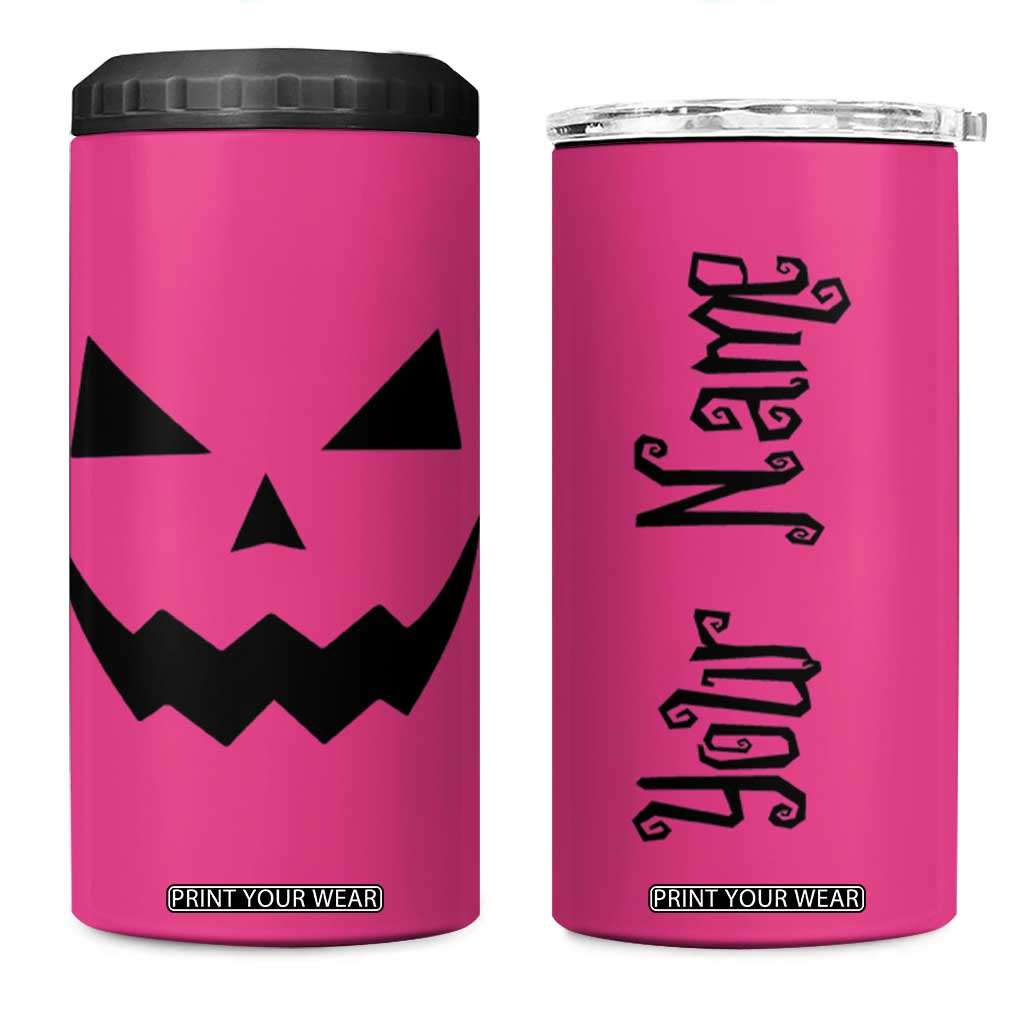 Personalized Halloween Pumpkin Face 4 in 1 Can Cooler Tumbler Custom Name Travel Coffee Cup Pink TB10 One Size: 16 oz Pink Print Your Wear