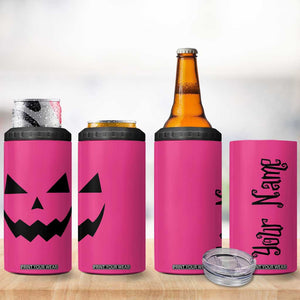 Personalized Halloween Pumpkin Face 4 in 1 Can Cooler Tumbler Custom Name Travel Coffee Cup Pink TB10 Print Your Wear