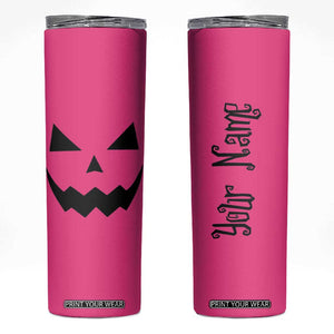 Personalized Halloween Pumpkin Face Skinny Tumbler Custom Name Travel Coffee Cup Pink TB10 Pink Print Your Wear