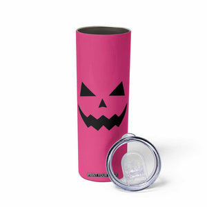 Personalized Halloween Pumpkin Face Skinny Tumbler Custom Name Travel Coffee Cup Pink TB10 Print Your Wear