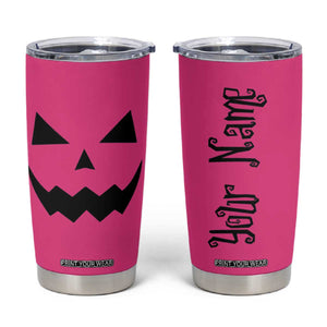 Personalized Halloween Pumpkin Face Tumbler Cup Custom Name Travel Coffee Cup Pink TB10 Pink Print Your Wear