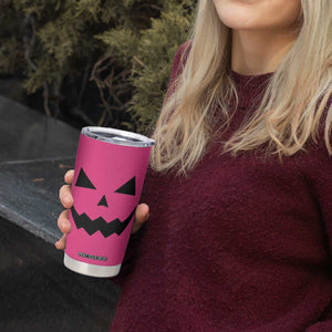 Personalized Halloween Pumpkin Face Tumbler Cup Custom Name Travel Coffee Cup Pink TB10 Print Your Wear