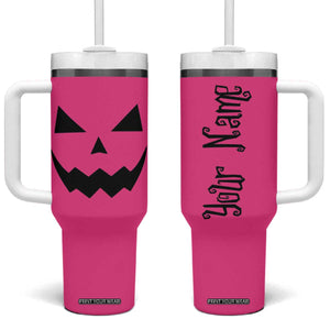 Personalized Halloween Pumpkin Face Tumbler With Handle Custom Name Travel Coffee Cup Pink TB10 One Size: 40 oz Pink Print Your Wear