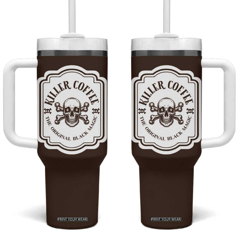 Skull Coffee Lovers Gift Tumbler With Handle Halloween Skeleton Killer TB10 One Size: 40 oz Brown Print Your Wear