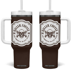 Skull Coffee Lovers Gift Tumbler With Handle Halloween Skeleton Killer TB10 One Size: 40 oz Brown Print Your Wear