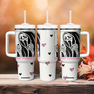 Funny Halloween Grim Reaper Tumbler With Handle Stay Positive Inspirational Quotes TB10 Print Your Wear