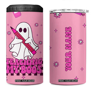 Personalized Halloween Teacher Gift 4 in 1 Can Cooler Tumbler Custom Name Funny Ghost Teaching My Boos TB10 One Size: 16 oz Pink Print Your Wear