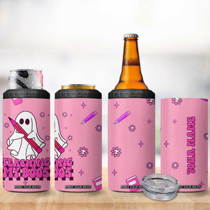 Personalized Halloween Teacher Gift 4 in 1 Can Cooler Tumbler Custom Name Funny Ghost Teaching My Boos TB10 Print Your Wear