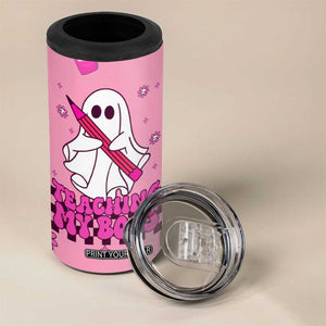 Personalized Halloween Teacher Gift 4 in 1 Can Cooler Tumbler Custom Name Funny Ghost Teaching My Boos TB10 Print Your Wear