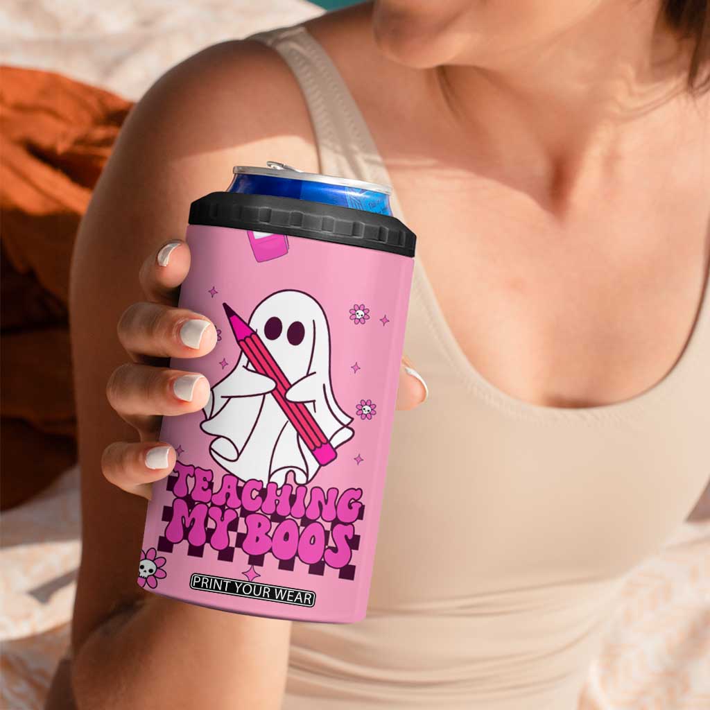 Personalized Halloween Teacher Gift 4 in 1 Can Cooler Tumbler Custom Name Funny Ghost Teaching My Boos TB10 Print Your Wear