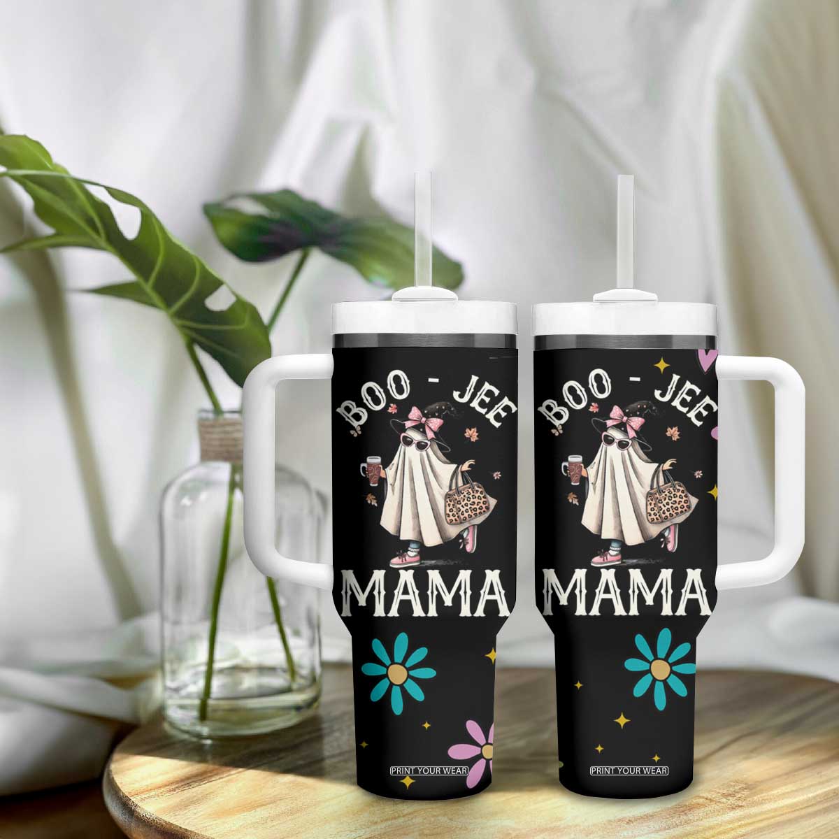 Boo Jee Ghost Tumbler With Handle Spooky Season Mom Mama Halloween Gift TB10 Print Your Wear